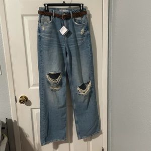 High rise straight jeans